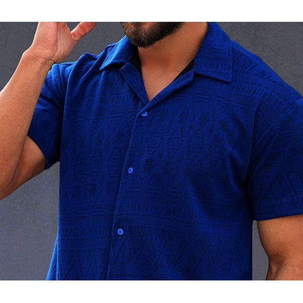 پیراهن آستین کوتاه مردانه مدل کوبایی کد 1077-059