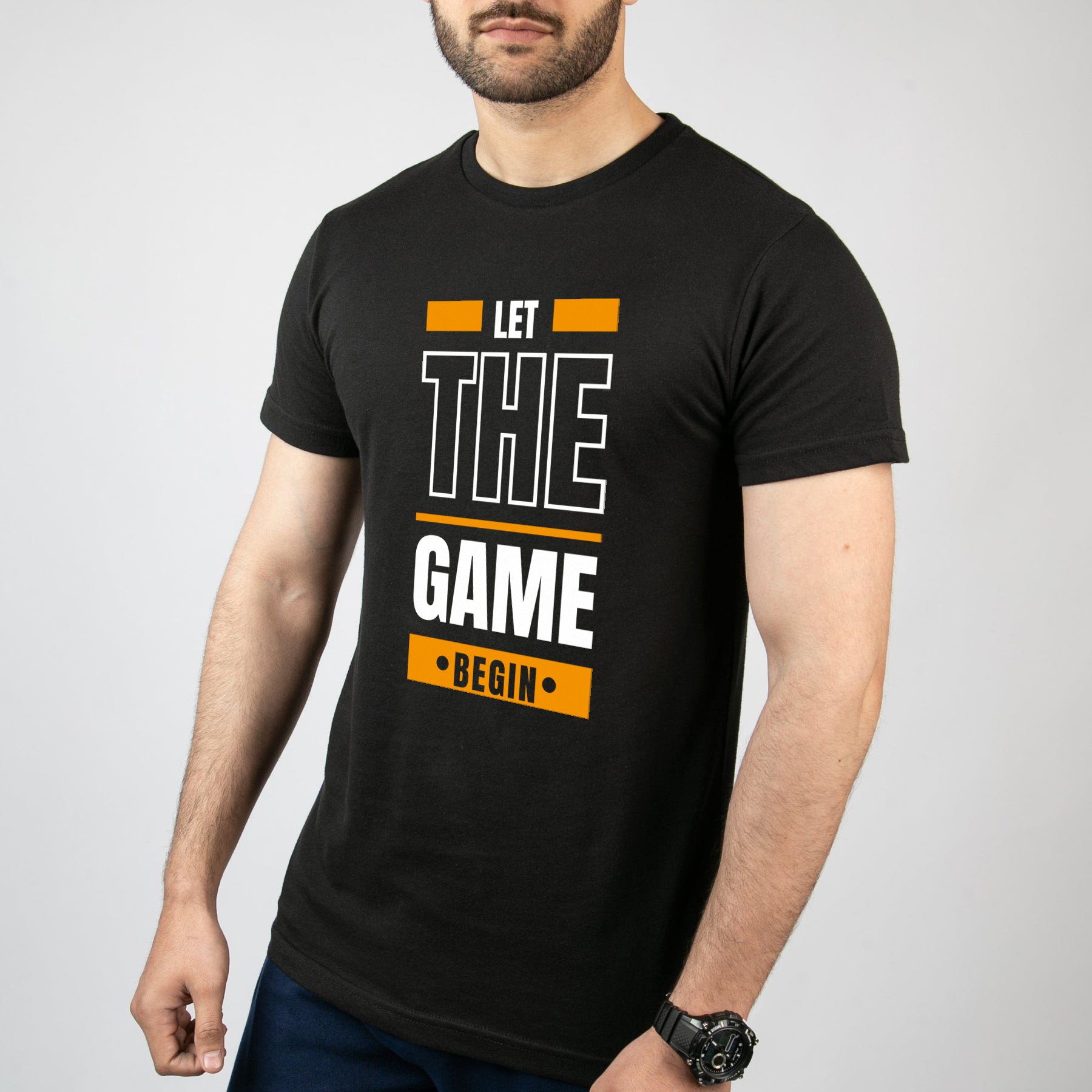 تی شرت آستین کوتاه مردانه مدل Let The Game Begin کد T040