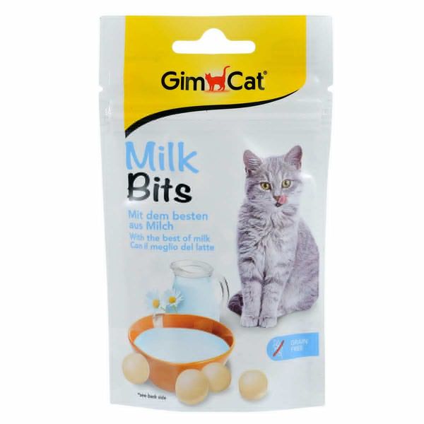 تشویقی گربه جیم کت مدل milk bits طعم شیر وزن 40 گرم