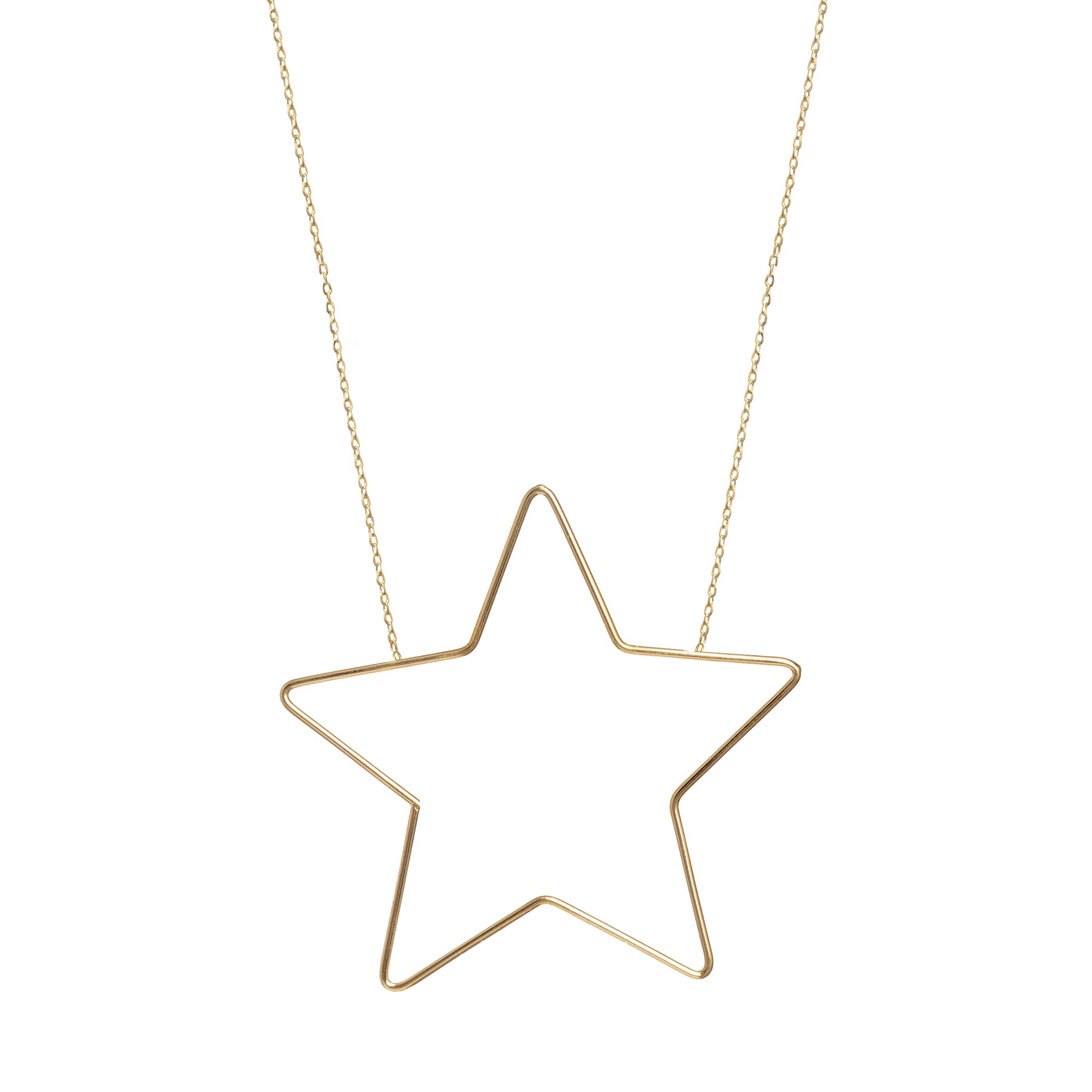 گردنبند طلا 18 عیار زنانه طلا و جواهر درریس مدل پروفیل ستاره