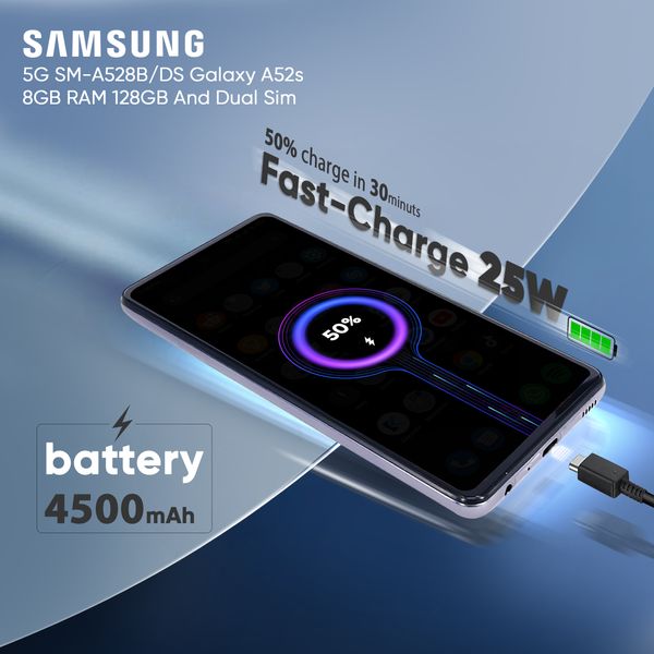 گوشی موبایل سامسونگ مدلGalaxy A52s 5G SM-A528B/DS دو سیم کارت ظرفیت 128 گیگابایت و رم 8 گیگابایت