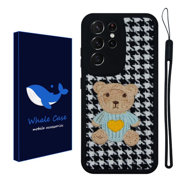 کاور وال کیس مدل خرس پارچه ای مناسب برای گوشی موبایل سامسونگ Galaxy S21 Ultra به همراه بند آویز