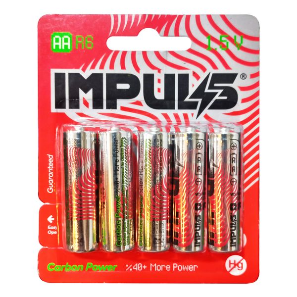باتری قلمی ایمپالس مدل IMP_COMRED_AA بسته 5 عددی