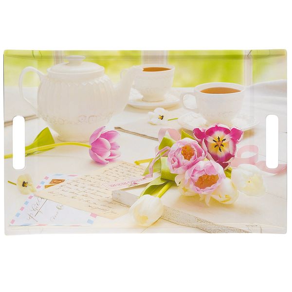 سینی باریکو مدل Tea And Tulips سایز 27x38 سانتی متر