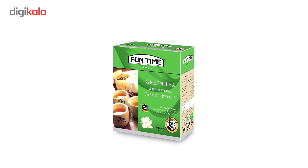 چای سبز کیسه ای فان تایم مدل گل یاس بسته 100 عددی