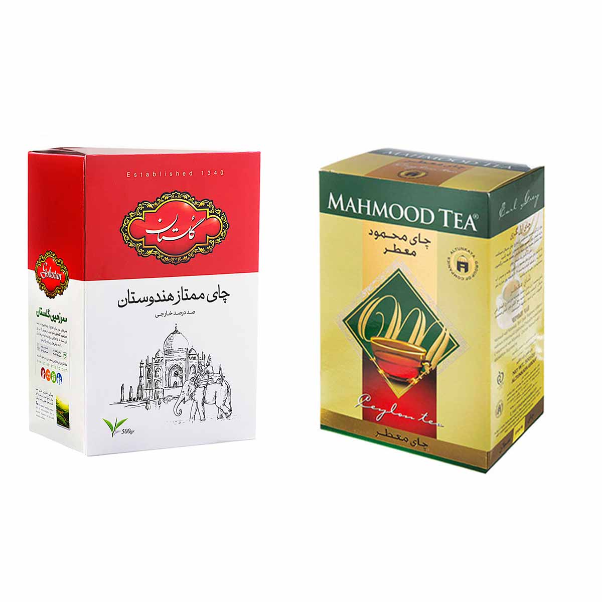 چای بسته ای ساده گلستان 500گرم به همراه چای بسته ای عطری محمود 500گرم
