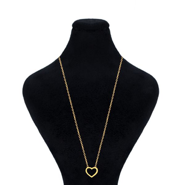گردنبند طلا 18 عیار زنانه ماوی گالری مدل قلب توخالی ساده