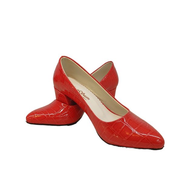 کفش زنانه مدل کروکودیلی 2 ورنی رنگ قرمز