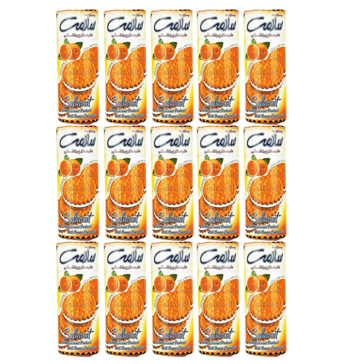 بیسکویت کرمدار پرتقالی سلامت - 400 گرم بسته 15 عددی