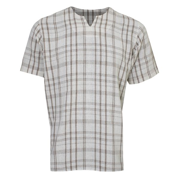 تی شرت آستین کوتاه مردانه مدل  پارچه کنفی یقه کوبایی