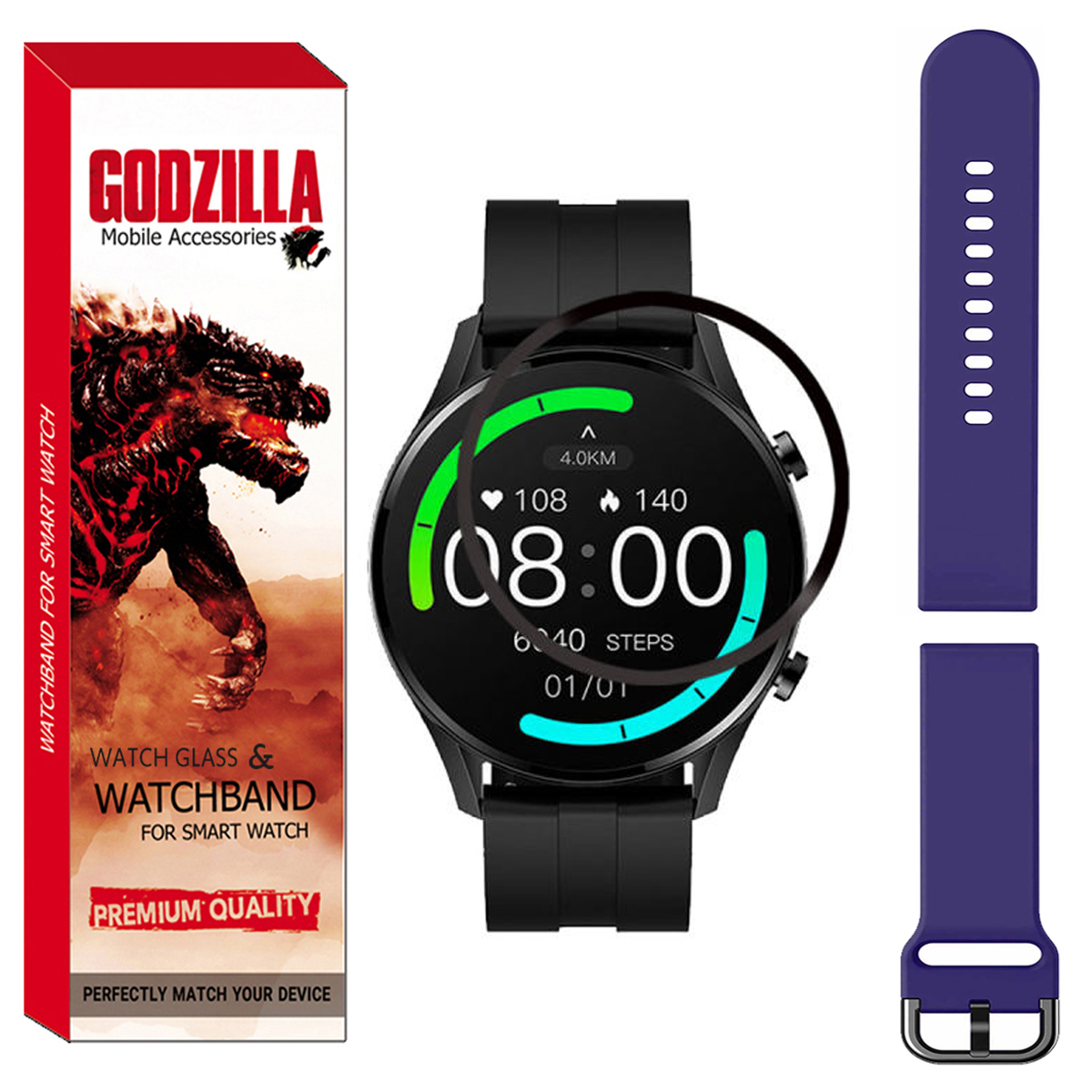 محافظ صفحه نمایش گودزیلا مدل GS-SIL-SQ مناسب برای ساعت هوشمند ایمیلب W01 به همراه بند