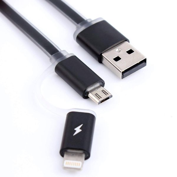 کابل تبدیل USB به MicroUSB/لایتنینگ تک‌آن مدل Aurora 2in1 طول 1 متر