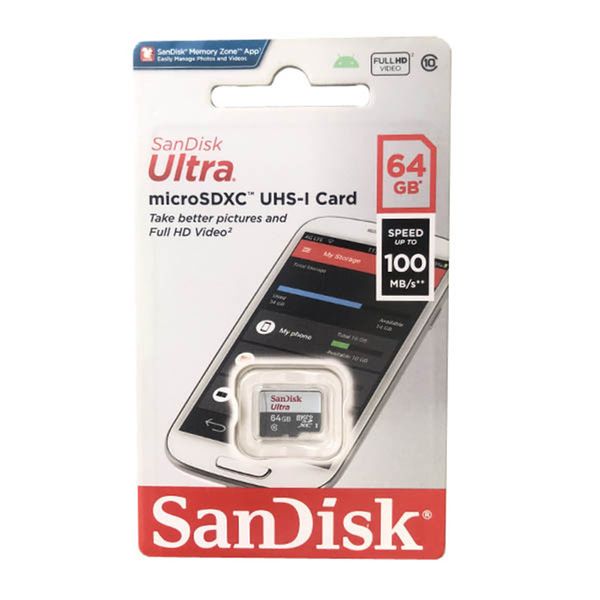 کارت حافظه microSDXC سن دیسک مدل Ultra کلاس 10 استاندارد UHS-I U1 سرعت 100MBps ظرفیت 64 گیگابایت