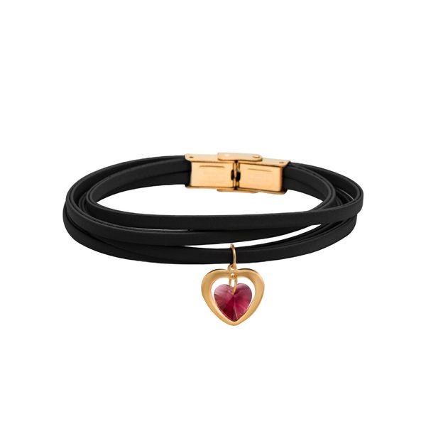 دستبند طلا 18 عیار زنانه گالری روبی مدل قلب رنگ سرخابی