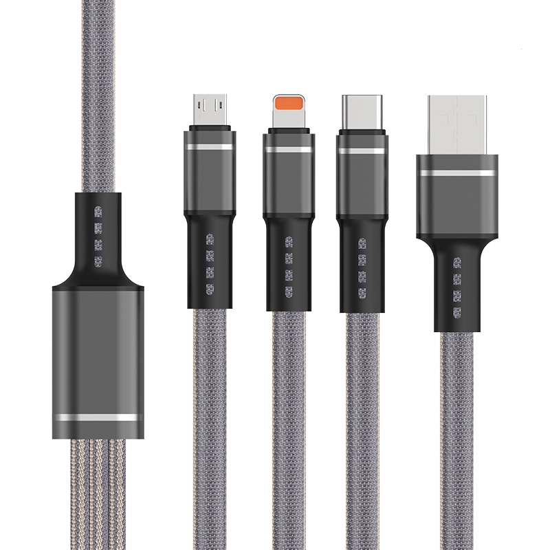 کابل تبدیل USB به microUSB/لایتنینگ/USB-C مدل 3in1 طول 1.2 متر
