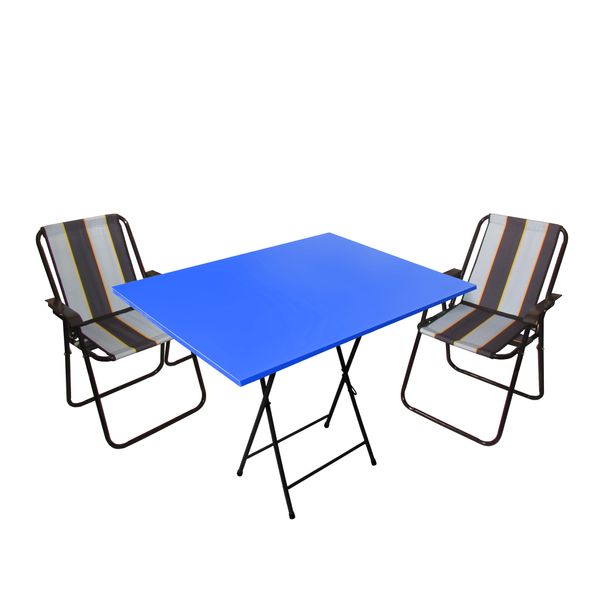 میز و صندلی تاشو سفری میزیمو مدل ساحلی کد 10728 مجموعه 3 عددی