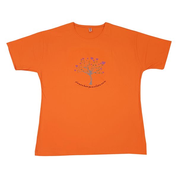 تی شرت آستین کوتاه زنانه مدل نخ پنبه رنگ نارنجی
