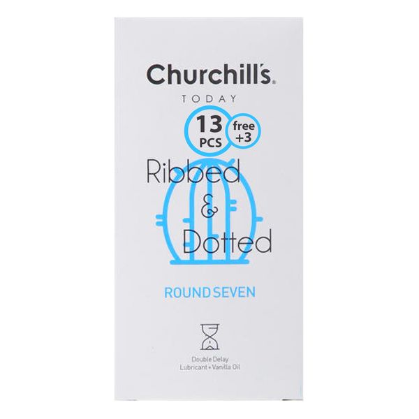  کاندوم چرچیلز مدل CHC_ribbeed&amp;dotted-roundseven بسته 16 عددی