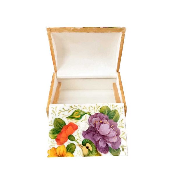 جعبه جواهرات استخوانی طرح گل و مرغ کد B 326