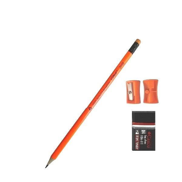 مداد مشکی تیپ تاب مدل بیکران  به همراه پاکن و تراش مجموعه 4 عددی