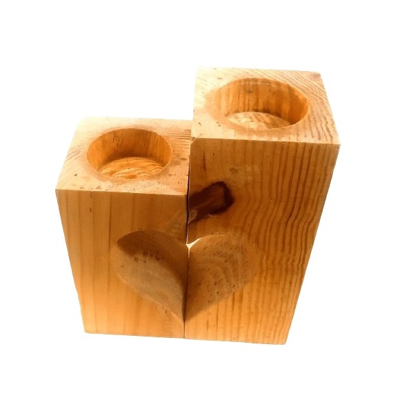 جاشمعی چوبی مدل قلب بسته 2 عددی