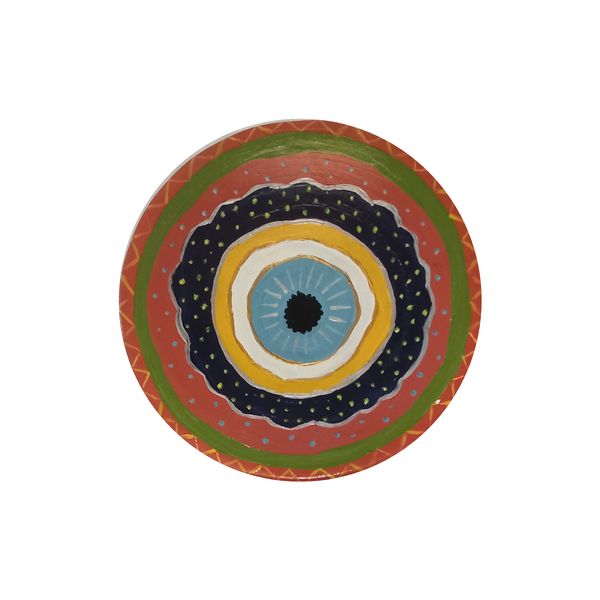بشقاب دیوارکوب سفالی مدل چشم نظر رنگی کد339