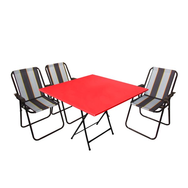 میز و صندلی تاشو سفری میزیمو مدل ساحلی کد 2837 مجموعه 4 عددی