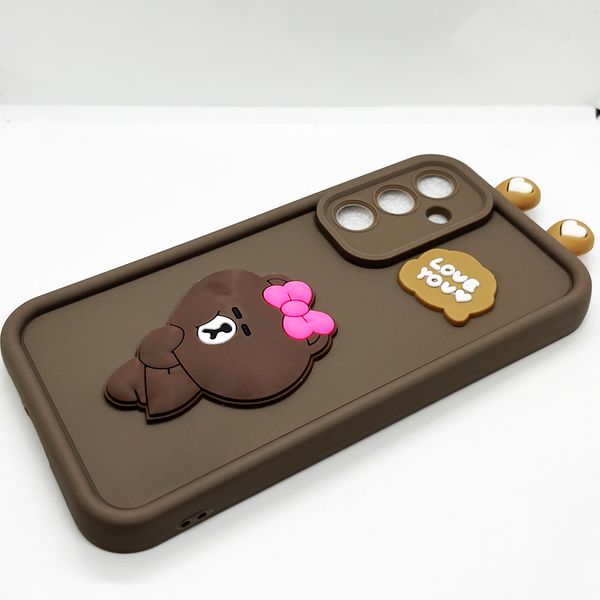 کاور قاب ناب مدل سولید عروسکی طرح خرس مناسب برای گوشی موبایل سامسونگ Galaxy S23 FE