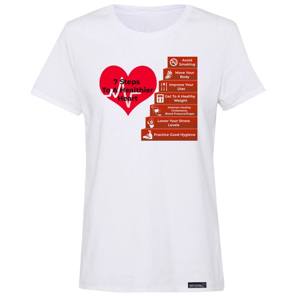 تی شرت آستین کوتاه زنانه 27 مدل 7 Steps To Healthier Heart کد MH1828