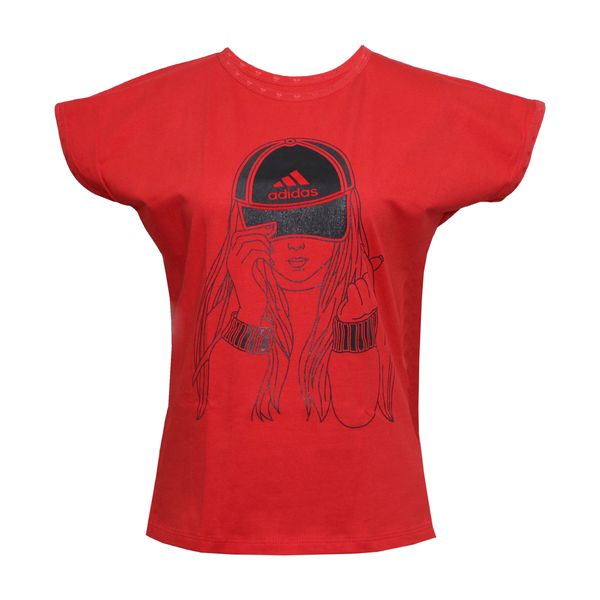  تی شرت زنانه مدل Girl Hat رنگ قرمز 