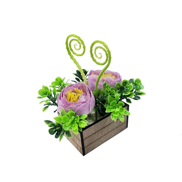 گلدان به همراه گل مصنوعی مدل گیفت فندوقی مینیاتوری