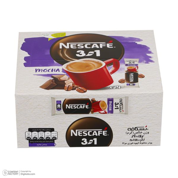 پودر مخلوط قهوه فوري موکا 3 در 1 نسکافه - 18 گرم بسته 24 عددی