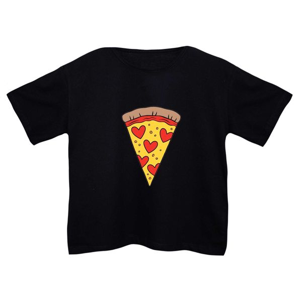 کراپ‌تی شرت آستین کوتاه زنانه مدل پیتزا