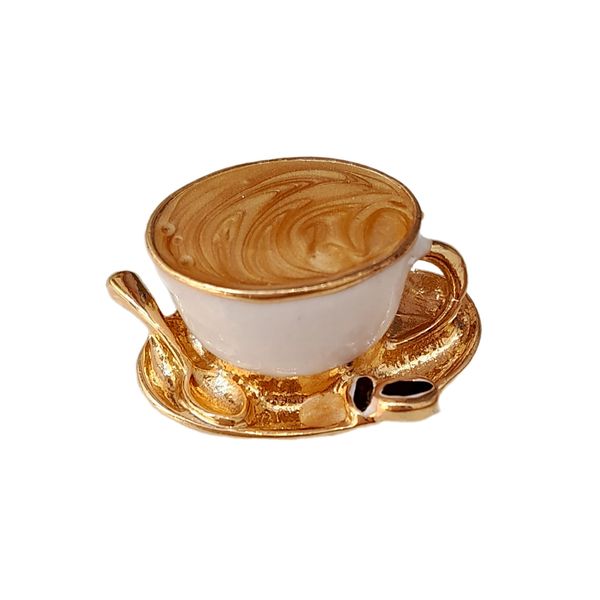 گل سینه زنانه مدل فنجان قهوه مینیاتوری باریستا کد ngr342