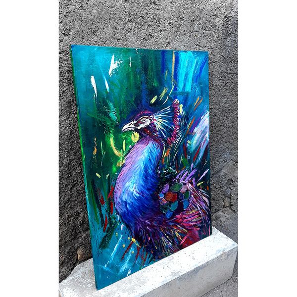 تابلو نقاشی رنگ روغن مدل طاووس 001