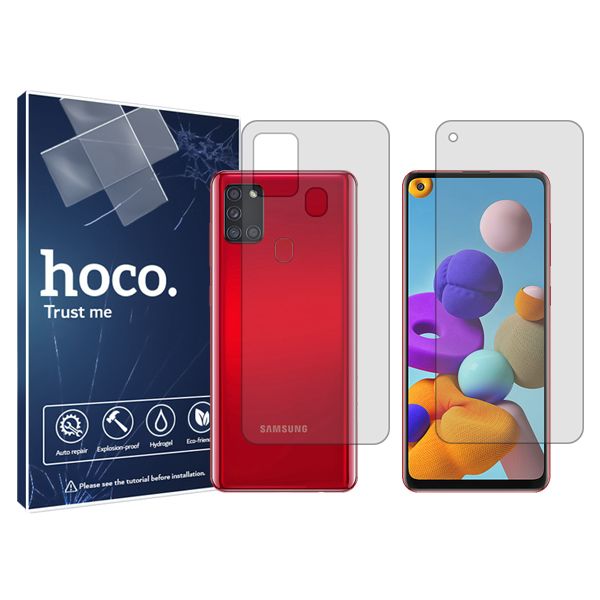 محافظ صفحه نمایش شفاف  هوکو مدل HyGEL مناسب برای گوشی موبایل سامسونگ Galaxy A 21S به همراه محافظ پشت گوشی