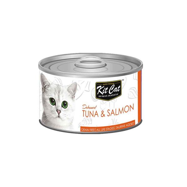 کنسرو غذای گربه کیت کت مدل ماهی تن و سالمون وزن 80 گرم