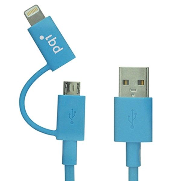 کابل تبدیل USB به microUSB/لایتنینگ پی کیو آی مدل i-Cable Du-Plug طول 0.9 متر
