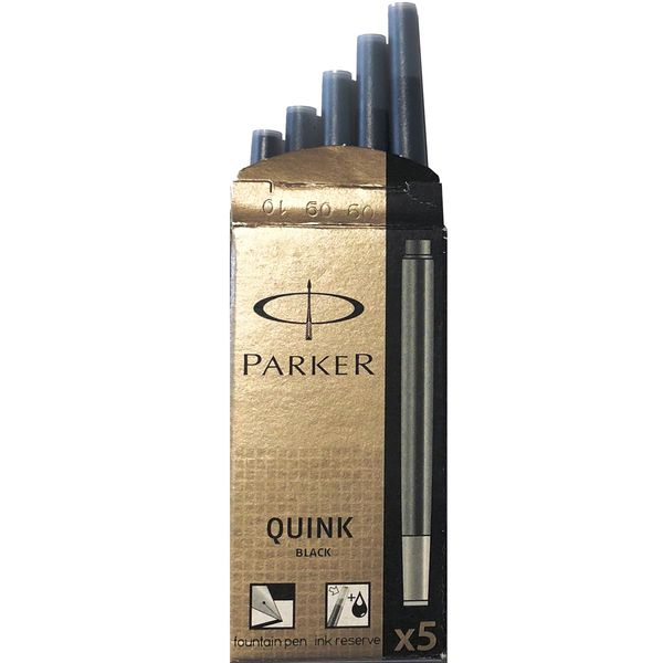 جوهر خودنویس پارکر مدل Quink سیاه بسته 5 عددی