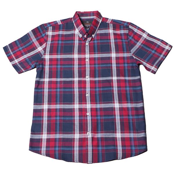 پیراهن آستین کوتاه مردانه مدل نخی چهارخونه کد 7293 رنگ قرمز