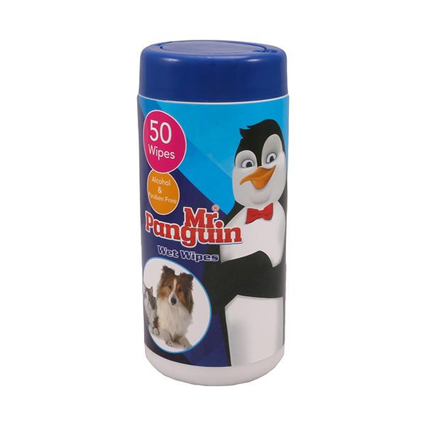 دستمال مرطوب سگ و گربه مستر پنگوئن مدل Wet wipes بسته 50 عددی