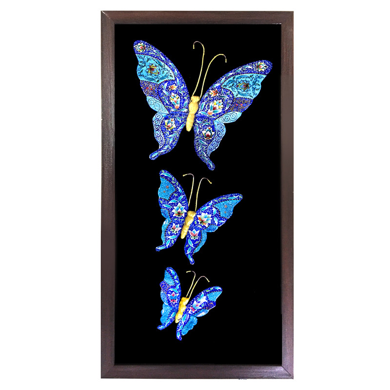تابلو مسی میناکاری طرح پروانه های عاشق مدل 3D-3