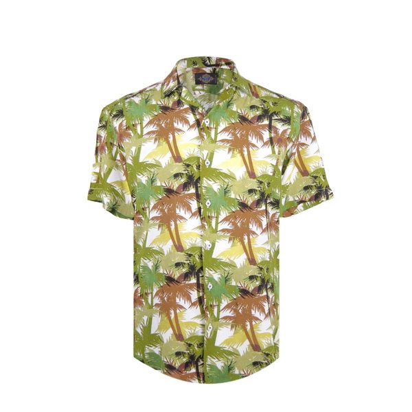 پیراهن آستین کوتاه مردانه انورسالار مدل  هاوایی رنگ سبز
