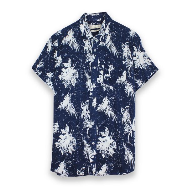 پیراهن آستین کوتاه مردانه مانگو مدل hawai-blu