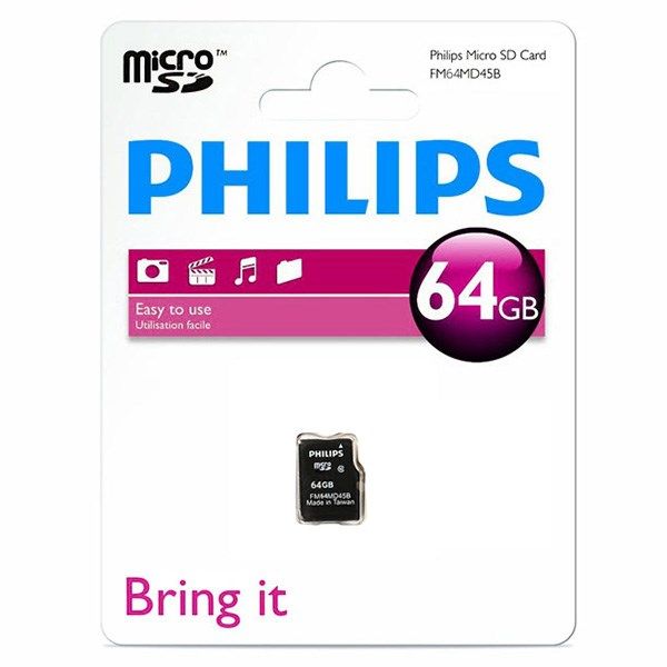 کارت حافظه microSD فیلیپس مدل FM64MD45B کلاس 10 ظرفیت 64 گیگابایت