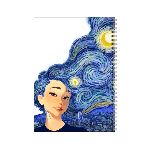 دفتر مشق 50 برگ بامبیلیپ طرح دختر با موهای شب ستاره باران کد 9016959