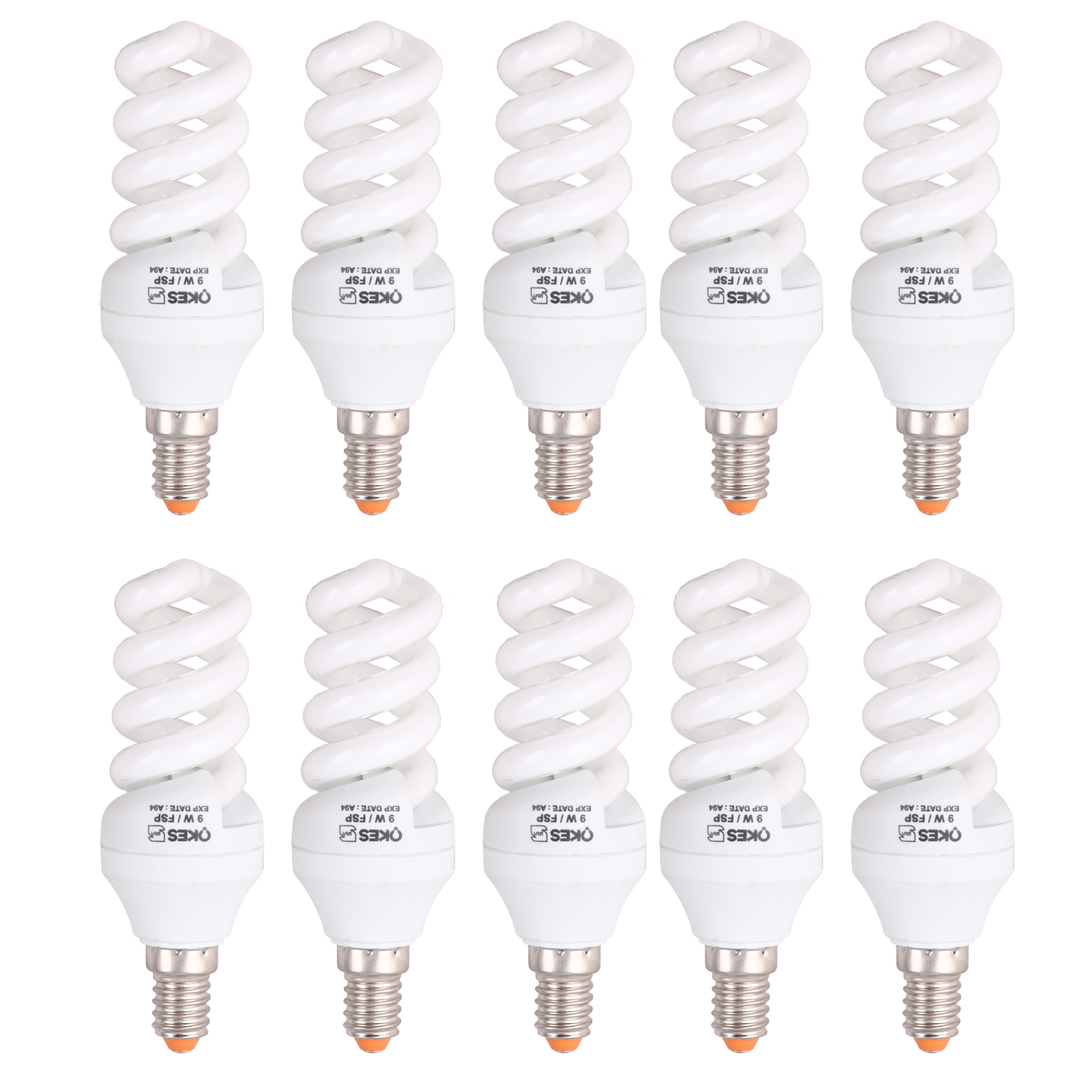 لامپ کم مصرف 9 وات اوکس مدل FSP-10X9W پایه E14 بسته 10 عددی