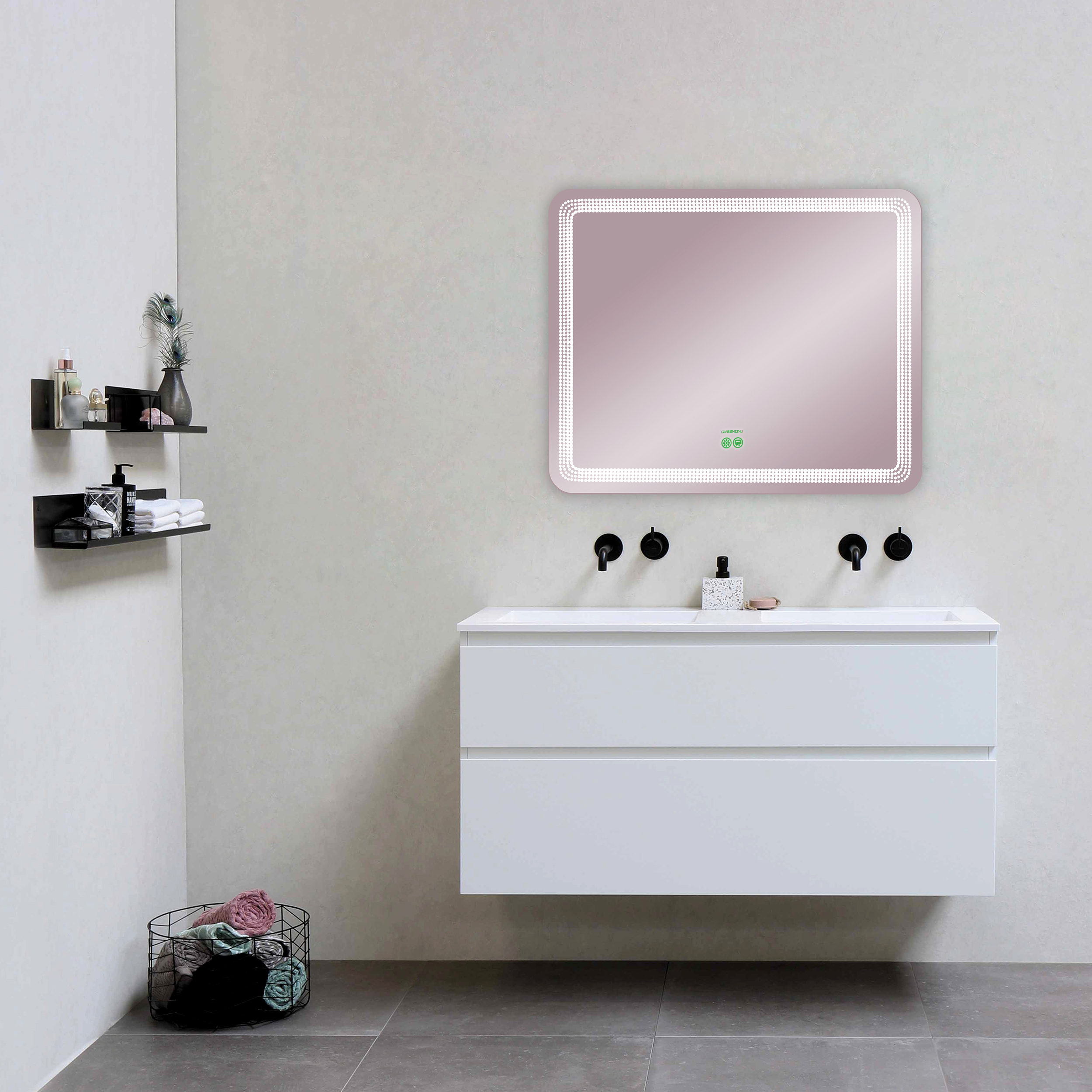 آینه سرویس بهداشتی گلسموند مدل مستطیل ضدبخار هوشمند کد HLW-S/M