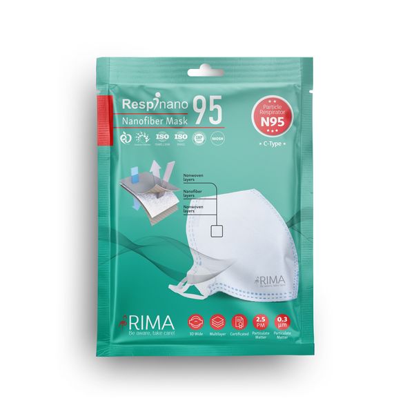 ماسک تنفسی ریما مدل نانو الیاف سی تایپ N95