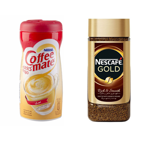 قهوه فوری نسکافه مدل GOLD مقدار 100 گرمی به همراه کافی میت نستله 400 گرمی